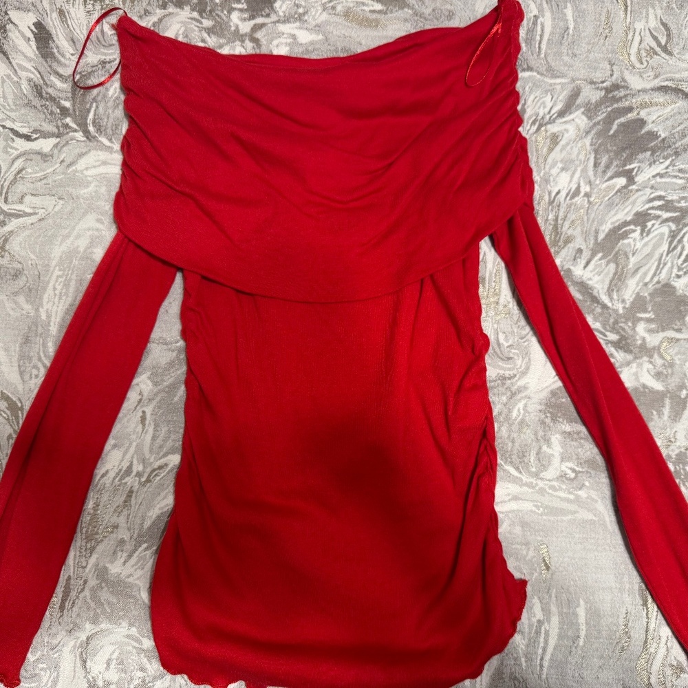 Elegant Red Off-Shoulder Women's Top